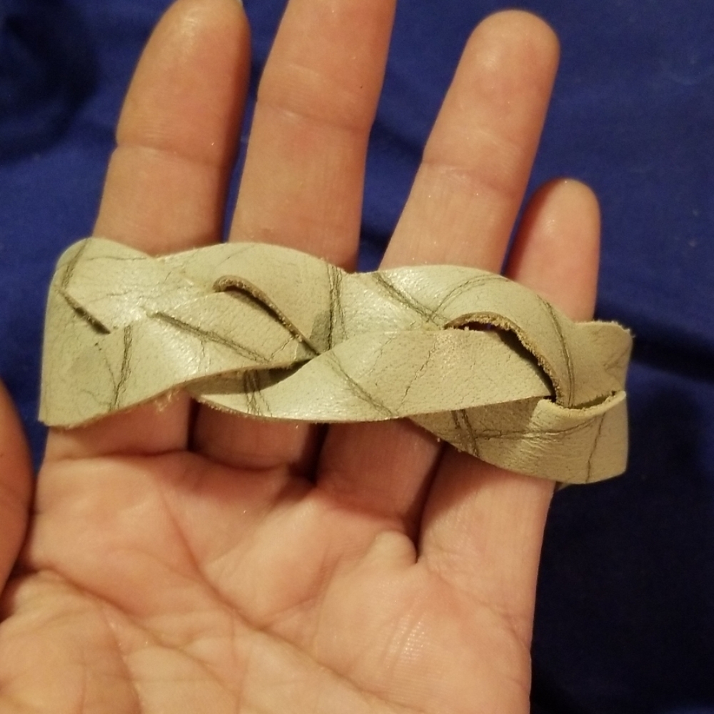 Leather Mystery Braid Bracelet- off white